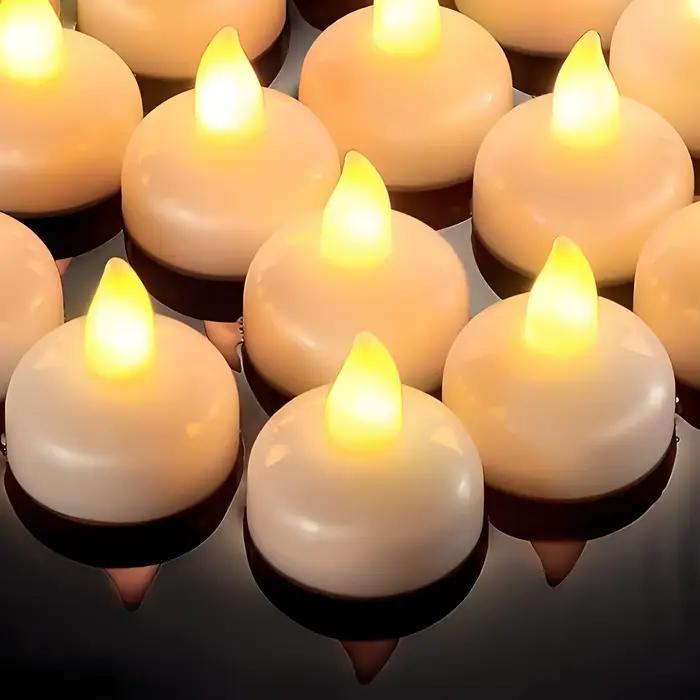 Bougies flottantes LED sans flamme, bougies chauffe-plat étanches scintillantes pour baignoire, Vase