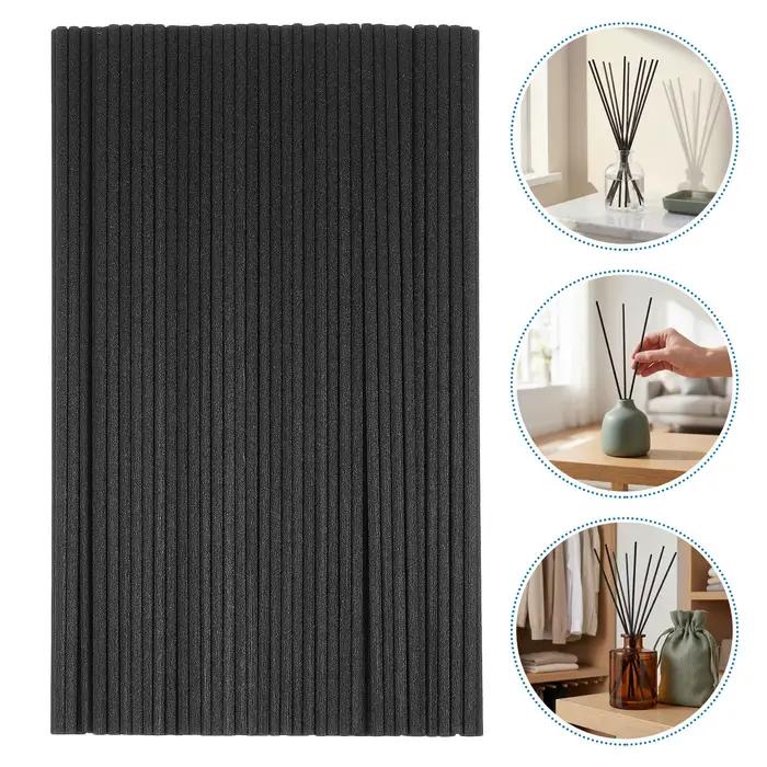 100 bâtonnets diffuseurs en fibre noirs épais de 10 pouces pour recharges d'huiles essentielles, dif
