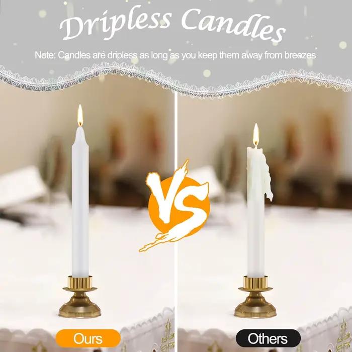 24 cires blanches de 4 pouces, sans gouttes, sans fumée, non parfumées, bougies de dîner à la maison, tirées à la main, de haute qualité, adaptées à l'église, aux mariages, aux fêtes, aux situations d