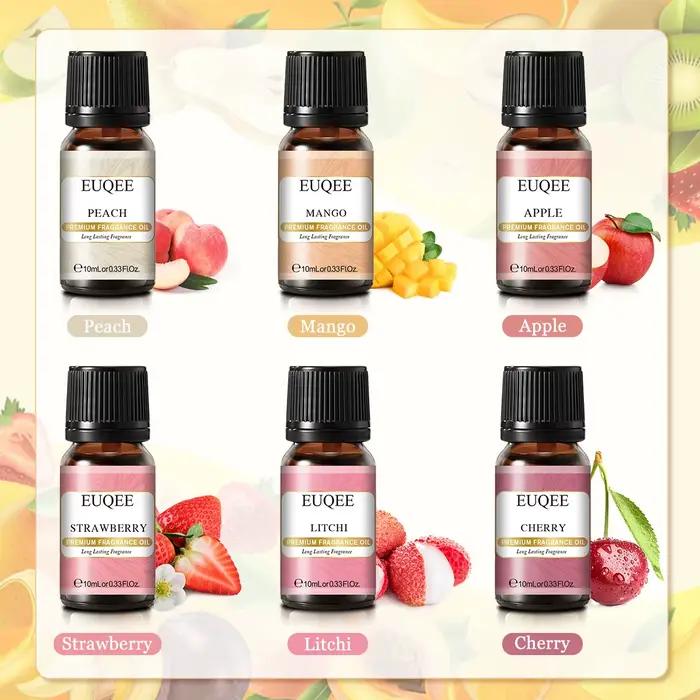 EUQEE 6 pièces/ensemble huile parfumée cadeau Kit pour diffuseur café boulangerie récolte épices citrouille tarte forêt pin fruits sucrés arômes huiles