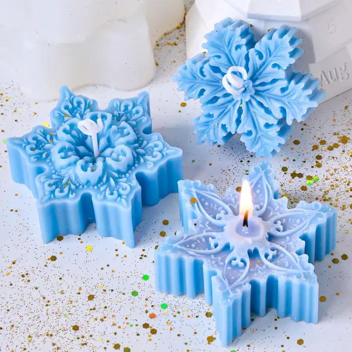 Moule à bougie en Silicone flocon de neige de noël, bricolage, savon fait à la main, aromathérapie, gypse, résine, artisanat, fournitures de décoration pour fête de noël à domicile