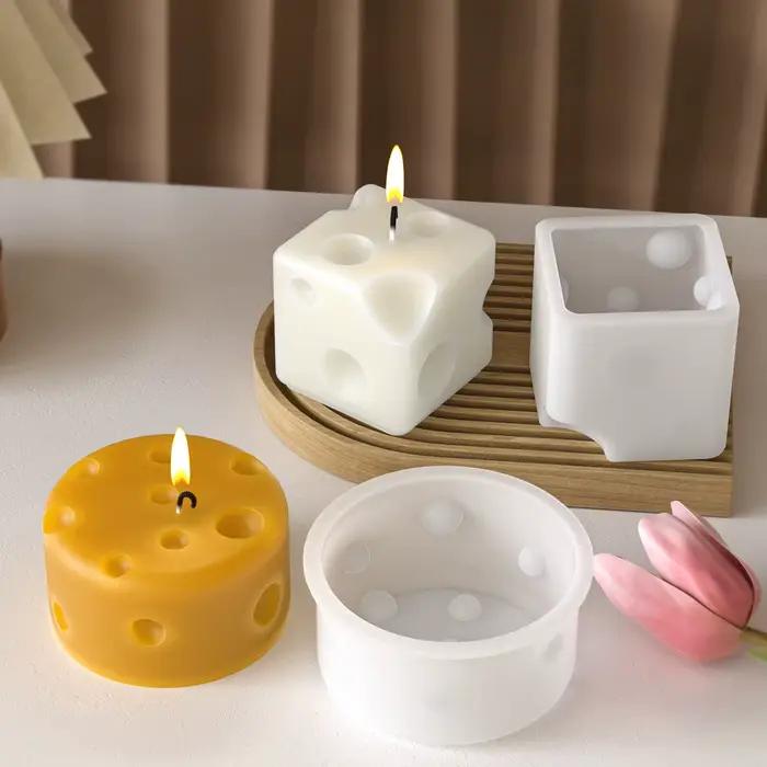 Moules à bougies à fromage, bricolage, Triangle rond fait à la main, Cube, fromage parfumé, gypse, bougie en plâtre, outils de fabrication de savon artisanal