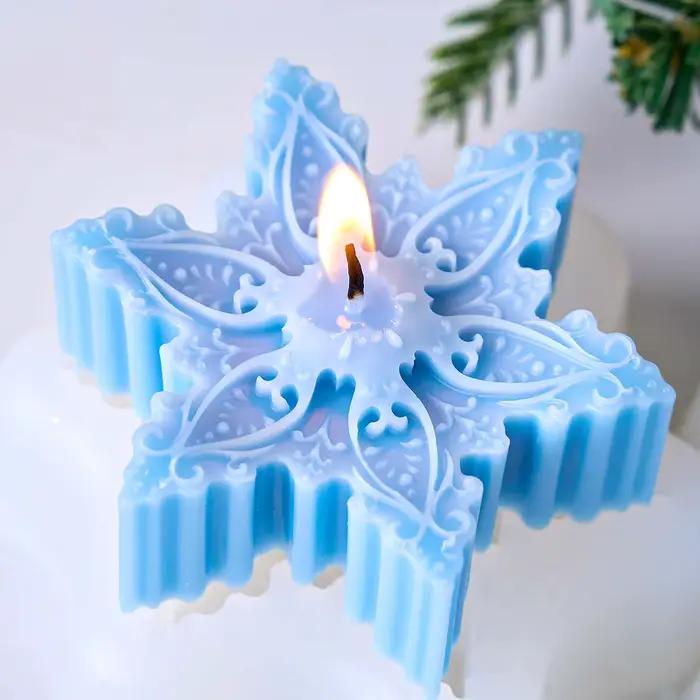 Moule à bougie en Silicone flocon de neige de noël, bricolage, savon fait à la main, aromathérapie, gypse, résine, artisanat, fournitures de décoration pour fête de noël à domicile