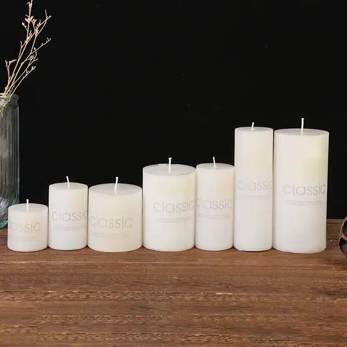 1x Bougie en cire de style européen classique blanc ivoire, décorations romantiques pour mariage, hôtel, situations d'urgence, sans fumée et sans odeur