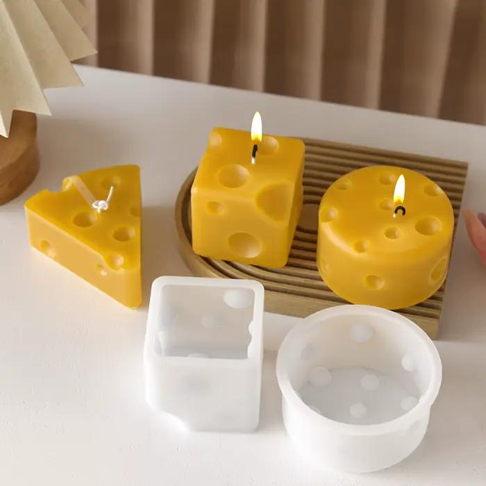 Moules à bougies à fromage, bricolage, Triangle rond fait à la main, Cube, fromage parfumé, gypse, bougie en plâtre, outils de fabrication de savon artisanal