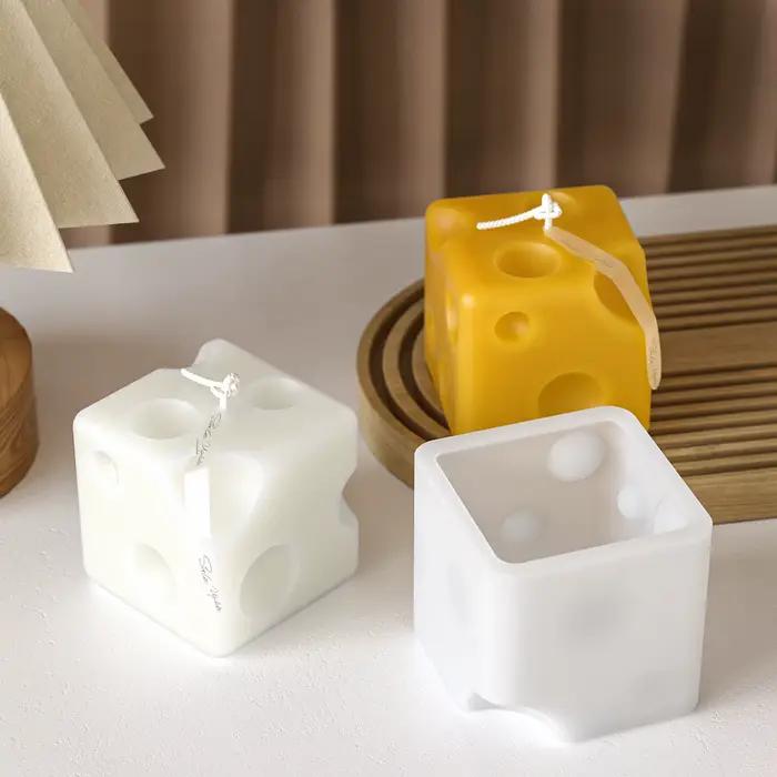 Moules à bougies à fromage, bricolage, Triangle rond fait à la main, Cube, fromage parfumé, gypse, bougie en plâtre, outils de fabrication de savon artisanal