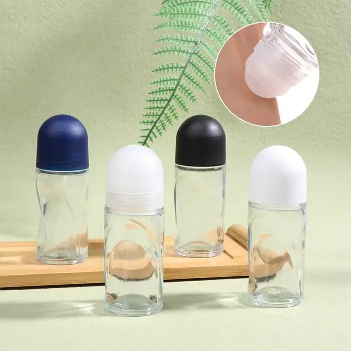 Bouteilles à roulettes en verre transparent 50ml, Extra Large, bouteille d'huile de parfum, Gel Anti-transpiration sous les bras, Test d'échantillon d'huile essentielle