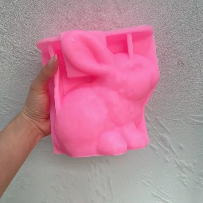 Moules à bougies en forme de lapin mignon, en Silicone, esthétique, décoration de maison, moule à ci