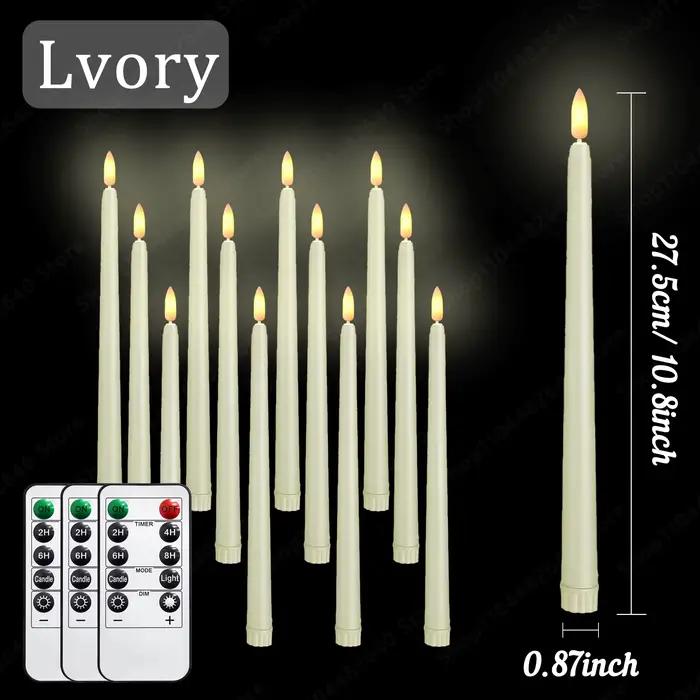 Bougies coniques sans flamme avec télécommande, bougies LED scintillantes pour mariage, fausses boug
