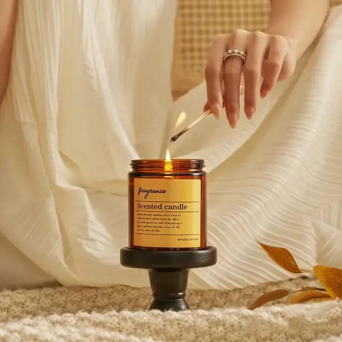 Bougie parfumée au thé, sans fumée, faite à la main, aromathérapie, ambiance rétro, cire de soja, pa