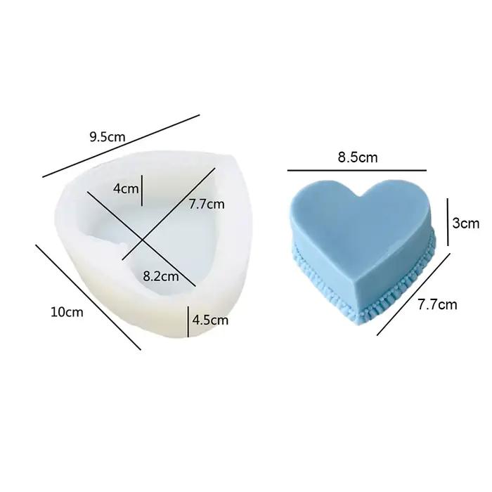 Moule en Silicone pour bougie en forme de gâteau en forme de cœur, bricolage, savon fait à la main,