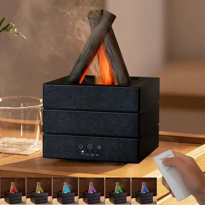 Humidificateur de flamme diffuseur de parfum humidificateur d'arôme diffuseur d'huile essentielle d'aromathérapie avec veilleuse et télécommande