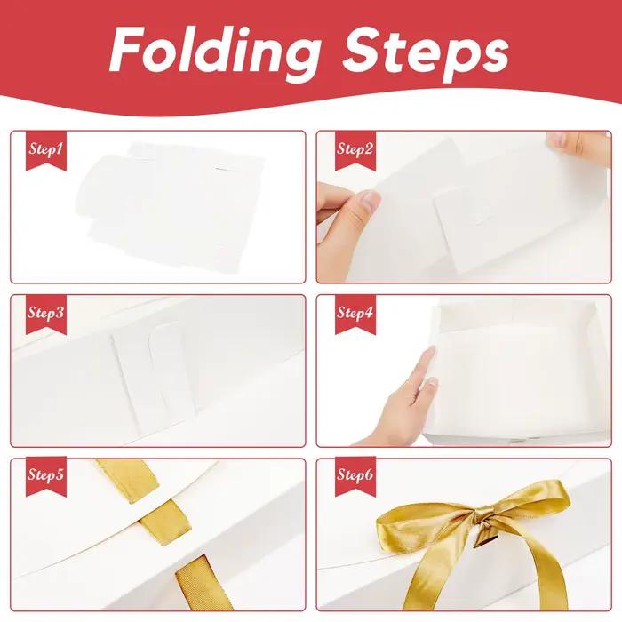 Grande boîte cadeau tout-en-un blanche en carton avec ruban à nœud, parfaite pour les fêtes, les mariages, les vacances d'anniversaire, le stockage des bonbons et des biscuits, 3 pièces