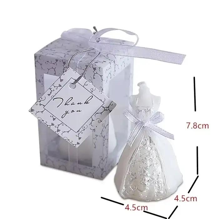 Bougie Romantique Robe de Mariée Élégante Blanche, Cadeau en Boîte, Décoration de Fête de Mariage, Ornement pour la Maison