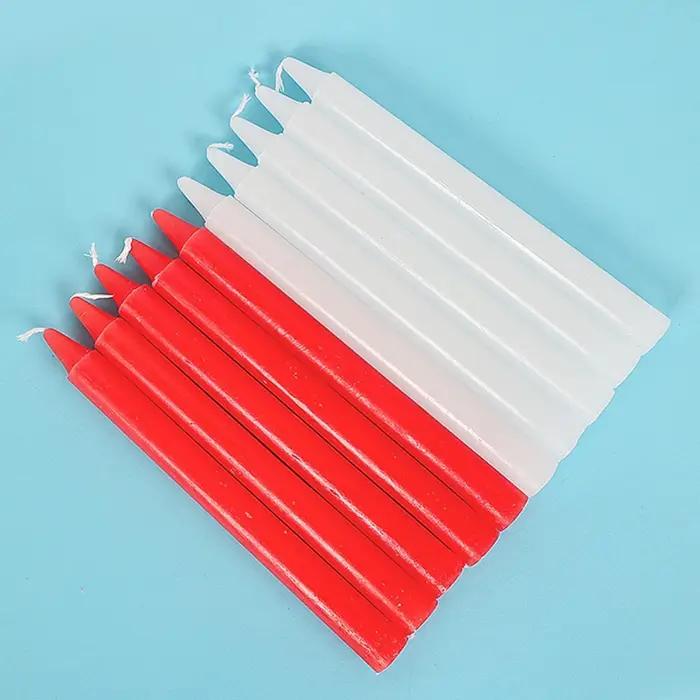 Bougies rouges et blanches, 10 pièces, éclairage d'anniversaire, décoration pour la saint-valentin, bougies pour la prière à l'église, couleur blanc et rouge