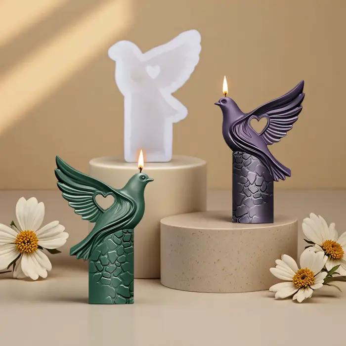 Moule à bougie colombe de la paix 3D, ornement de Pigeon, savon d'aromathérapie, Sculpture en gypse, fabrication de cadeaux, moule en résine époxy et Silicone