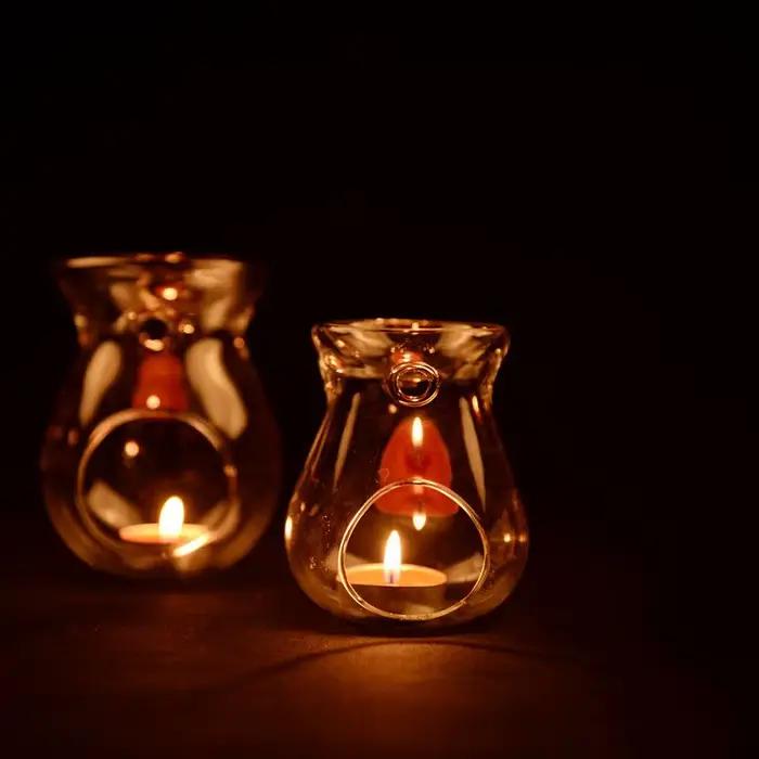 Bougie en verre de décoration nordique pour la maison, résistante à la chaleur, four à huile, brûleur d'arôme, chandelier, Vase, décoration de mariage romantique