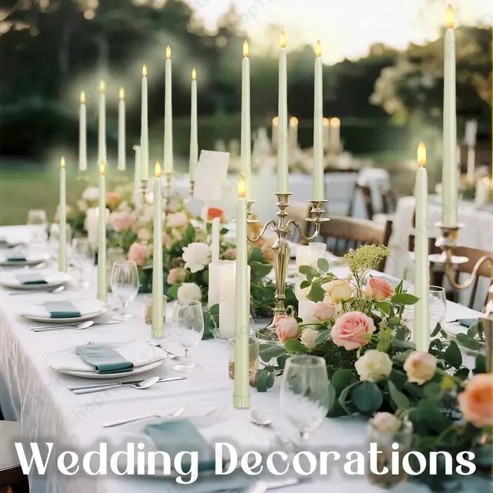 Bougies coniques sans flamme avec télécommande, bougies LED scintillantes pour mariage, fausses bougies électriques, décoration de table et de maison, 12 à 72 pièces