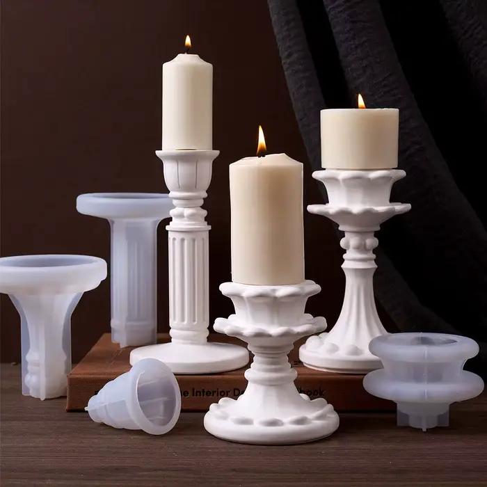 Bougeoir de Style européen, moule en Silicone, bricolage, ornements de dîner, artisanat, fabrication de bougies en résine de plâtre, moules de moulage de Base