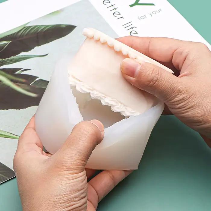 Moule en Silicone pour bougie en forme de gâteau en forme de cœur, bricolage, savon fait à la main, plâtre, bougie d'aromathérapie, décoration de gâteau, fabrication de cadeaux