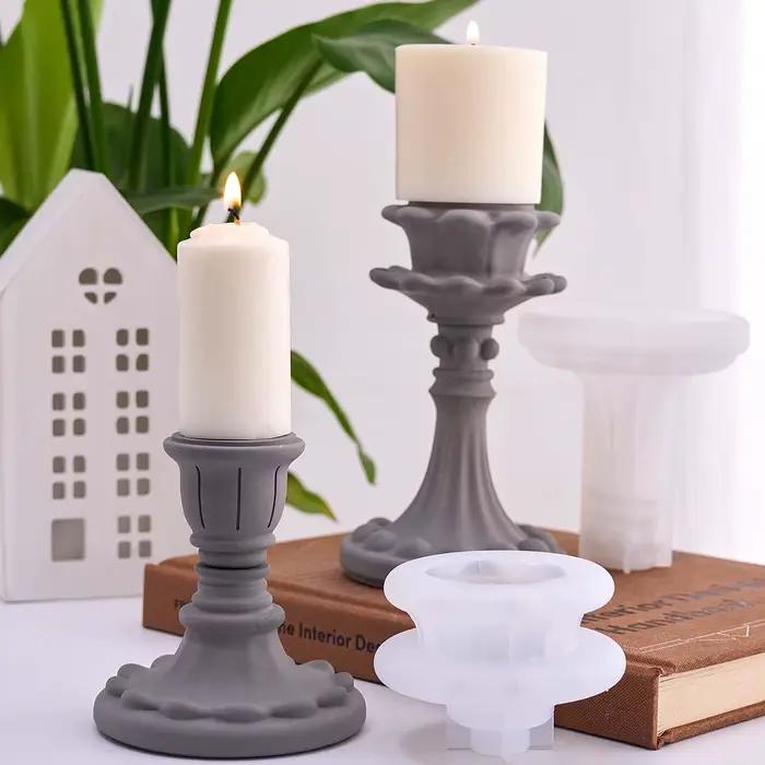 Bougeoir de Style européen, moule en Silicone, bricolage, ornements de dîner, artisanat, fabrication de bougies en résine de plâtre, moules de moulage de Base