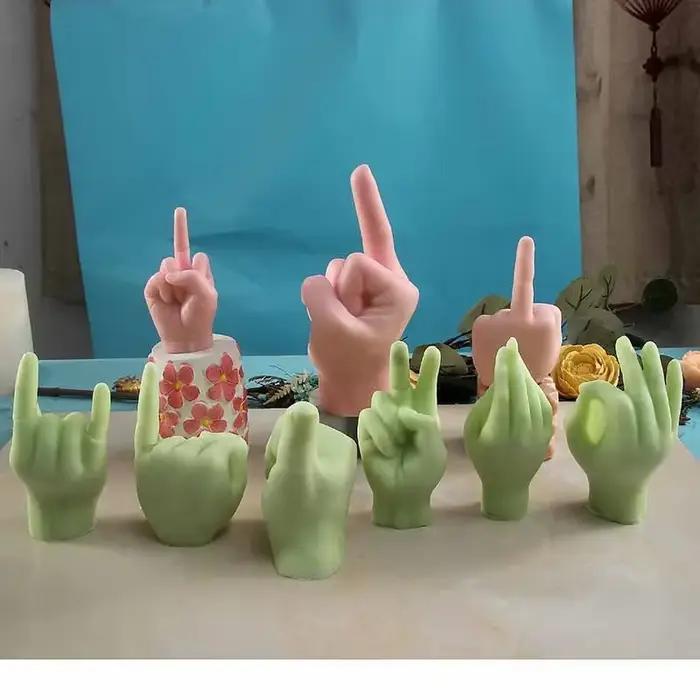 Moule à bougie en Silicone avec les doigts, pour bricolage, créatif, aromathérapie, pour gâteau, ornement, fournitures de fabrication de bougies