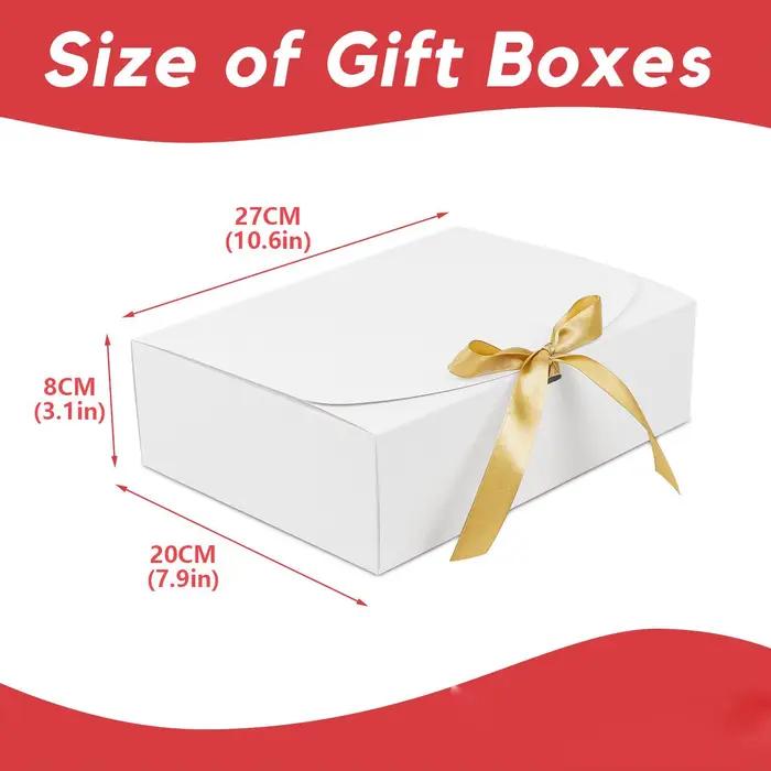 Grande boîte cadeau tout-en-un blanche en carton avec ruban à nœud, parfaite pour les fêtes, les mariages, les vacances d'anniversaire, le stockage des bonbons et des biscuits, 3 pièces