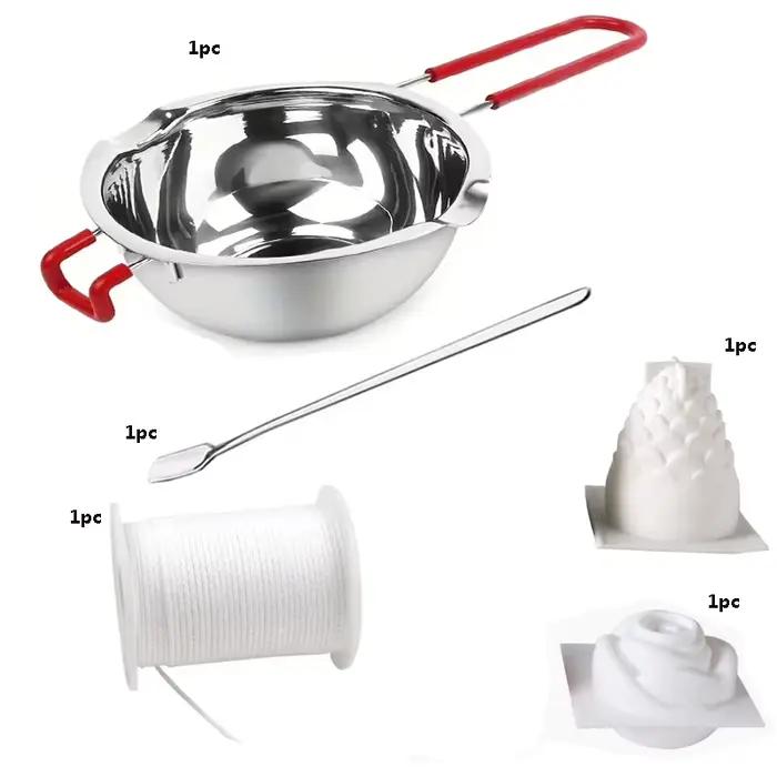 Kit d'outils de fabrication de bougies artisanales avec pot à fondre et moules, kit essentiel pour les créateurs de bougies