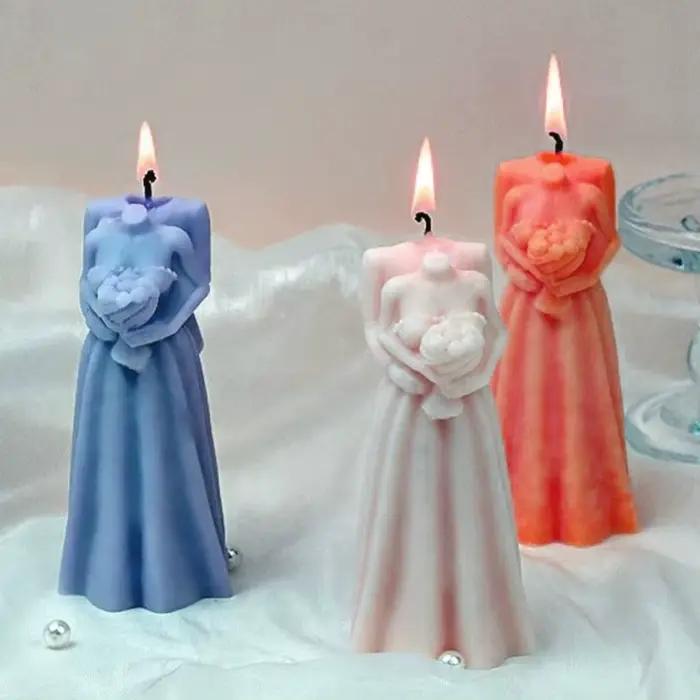 Moule en Silicone pour bougie de mariage, bricolage, décoration de mariage faite à la main, artisanat, moule en résine de plâtre, cadeau de saint valentin