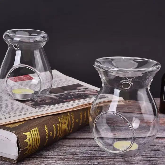 Bougie en verre de décoration nordique pour la maison, résistante à la chaleur, four à huile, brûleur d'arôme, chandelier, Vase, décoration de mariage romantique