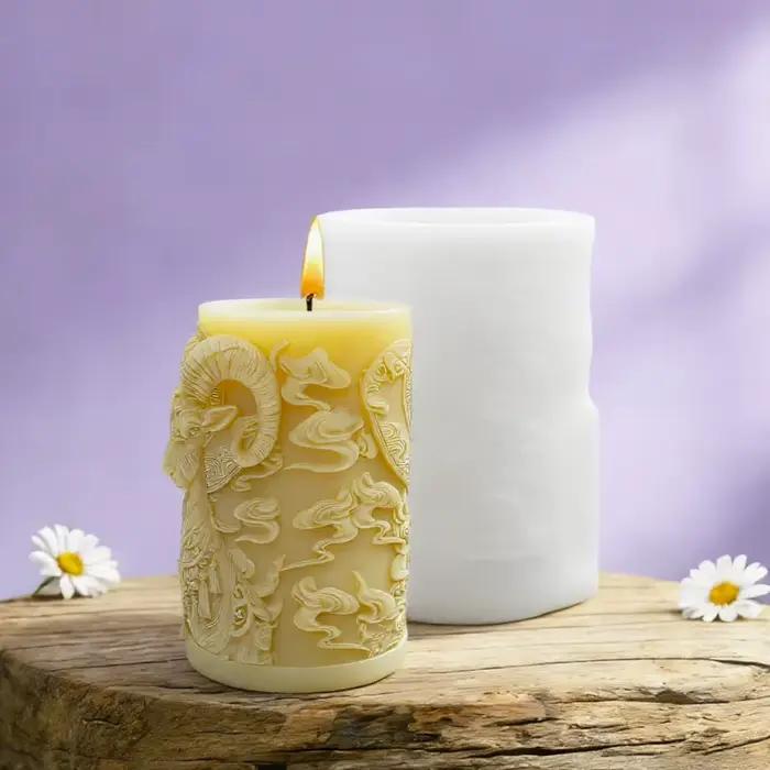 Moule en silicone pour bougie à thème chèvre mystérieuse, motif chèvre noire avec nuages et couronne, relief tridimensionnel, pour bijoux et aromathérapie DIY