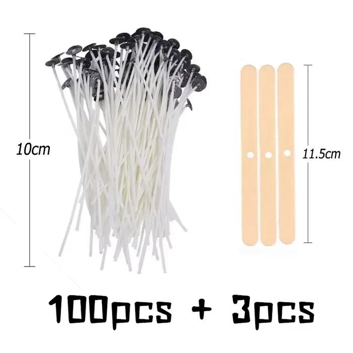 Mèches de bougie sans fumée originales, 103 pièces/ensemble, noyau de cire de soja, noyau en coton tissé, lampe à Kerosene, ligne de cire, accessoires en bois, fabrication de bougies