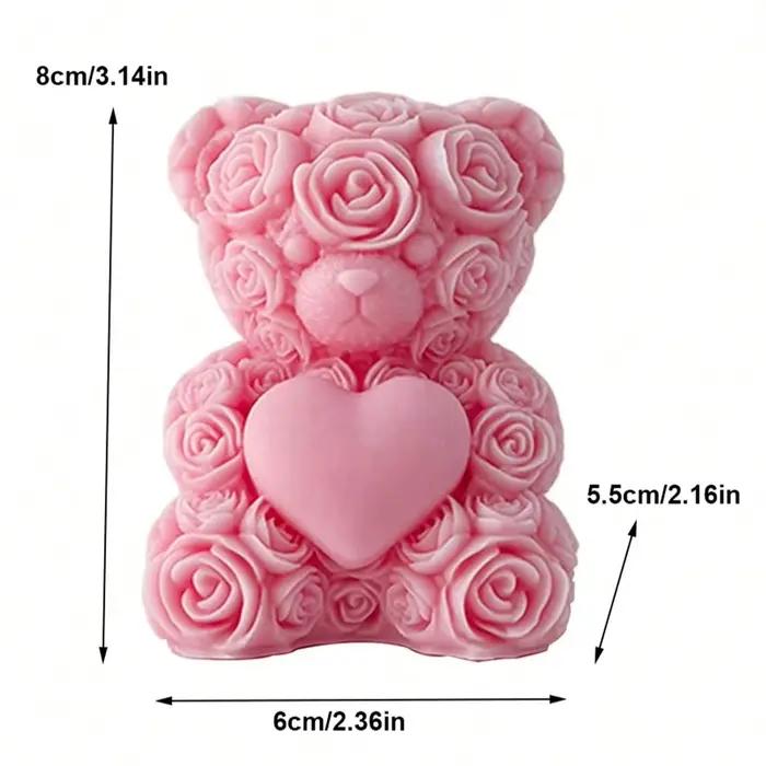 Bougie artisanale en forme de cœur d'ours rose, mignonne, aromathérapie, cadeau romantique pour petite amie, décoration de la maison, fête d'anniversaire
