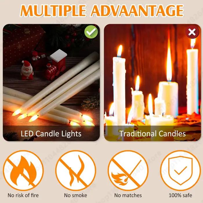 Bougies coniques sans flamme avec télécommande, bougies LED scintillantes pour mariage, fausses bougies électriques, décoration de table et de maison, 12 à 72 pièces