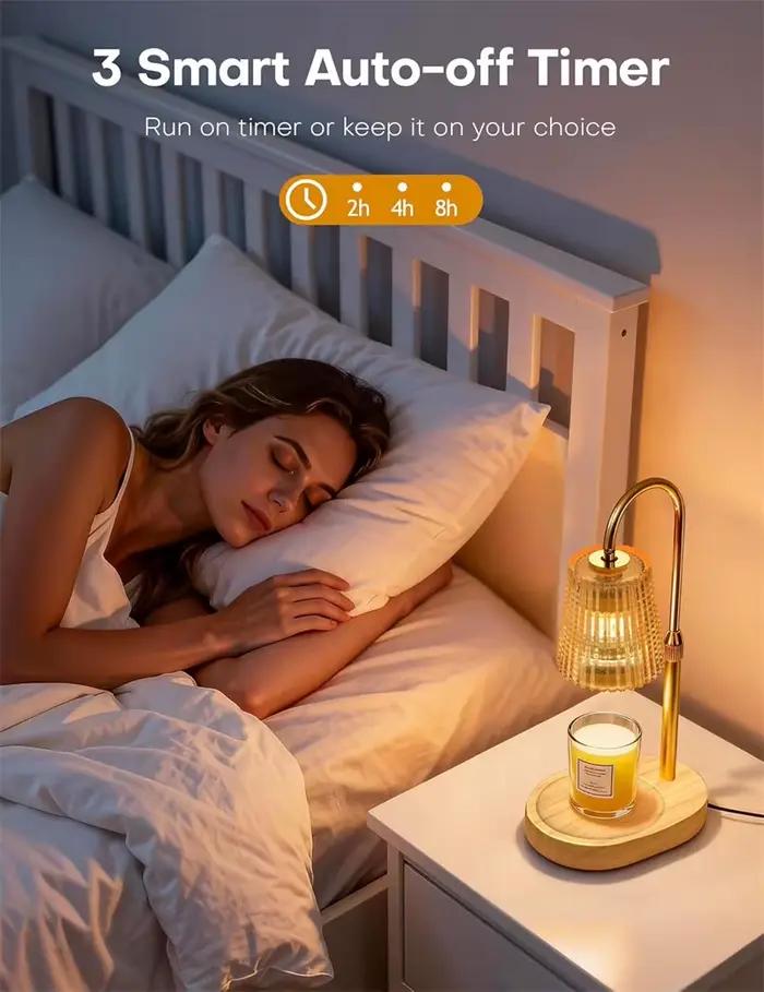 Lampe chauffe-bougie avec minuterie, variateur d'intensité et hauteur réglable, chauffe-cire électrique pour bougies en pot, cadeaux d'anniversaire et de Noël