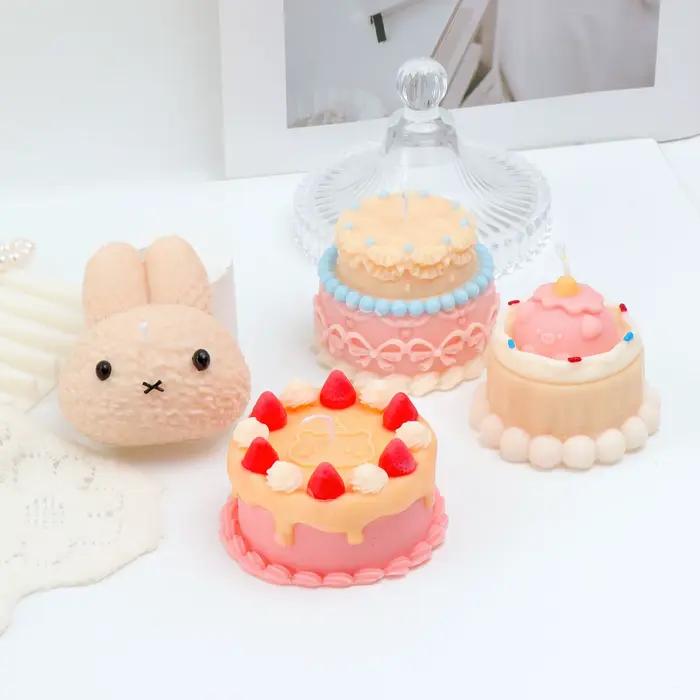 Moule en silicone 3D pour bougies et gâteaux, motif lapin mignon, pour la création de bougies, de gâteaux, de savons, de résines, de plâtres et pour la décoration intérieure DIY