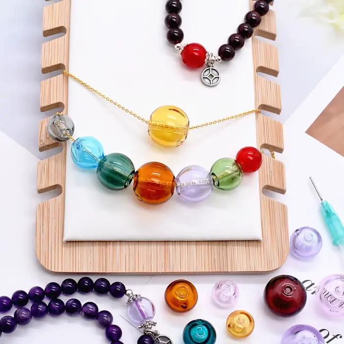 SNASAN – diffuseur de parfum en verre, pendentif boule, huile essentielle faite à la main, perles rechargeables d'aromathérapie pour la fabrication de bijoux, 2 pièces