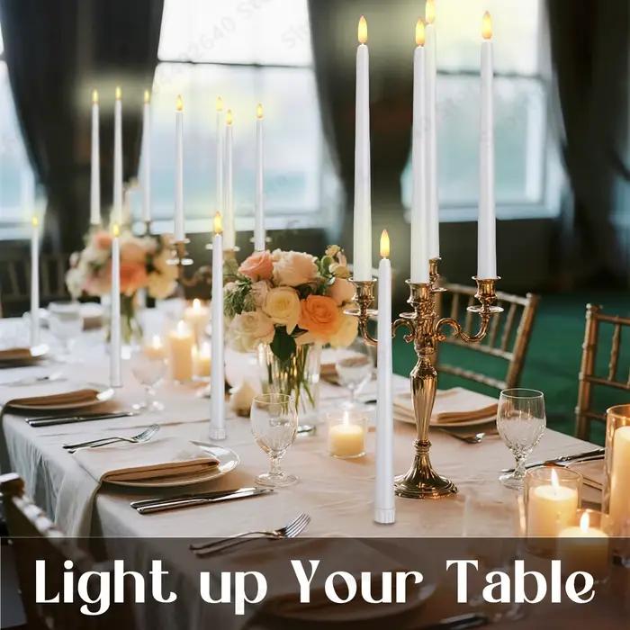 Bougies coniques sans flamme avec télécommande, bougies LED scintillantes pour mariage, fausses bougies électriques, décoration de table et de maison, 12 à 72 pièces