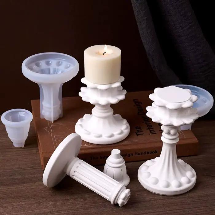 Bougeoir de Style européen, moule en Silicone, bricolage, ornements de dîner, artisanat, fabrication de bougies en résine de plâtre, moules de moulage de Base