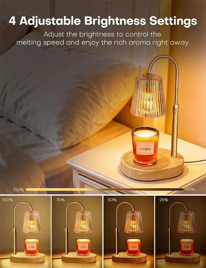 Lampe chauffe-bougie avec minuterie, variateur d'intensité et hauteur réglable, chauffe-cire électrique pour bougies en pot, cadeaux d'anniversaire et de Noël