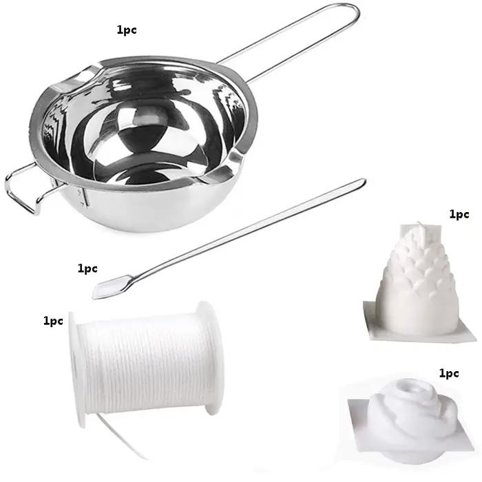 Kit d'outils de fabrication de bougies artisanales avec pot à fondre et moules, kit essentiel pour les créateurs de bougies