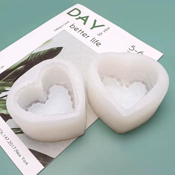 Moule en Silicone pour bougie en forme de gâteau en forme de cœur, bricolage, savon fait à la main, plâtre, bougie d'aromathérapie, décoration de gâteau, fabrication de cadeaux