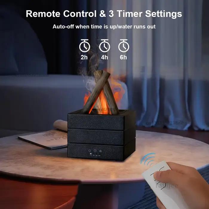 Humidificateur de flamme diffuseur de parfum humidificateur d'arôme diffuseur d'huile essentielle d'aromathérapie avec veilleuse et télécommande