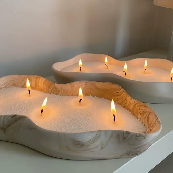 Grand moule à bougie en silicone sur mesure, récipient à cire en forme de bol, moule en résine, moule en résine de béton, support de bougie en résine époxy
