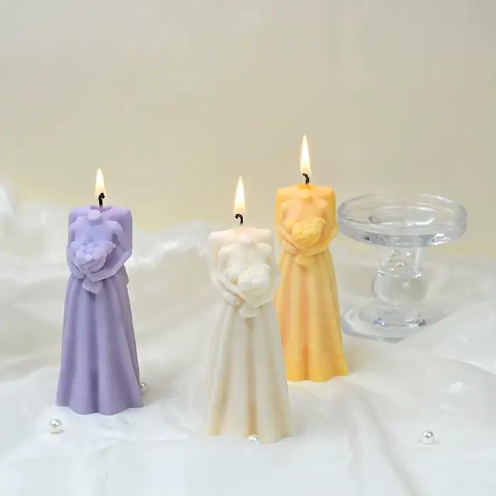 Moule en Silicone pour bougie de mariage, bricolage, décoration de mariage faite à la main, artisanat, moule en résine de plâtre, cadeau de saint valentin
