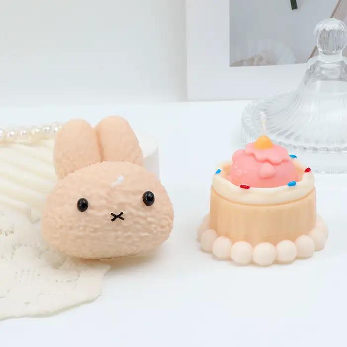 Moule en silicone 3D pour bougies et gâteaux, motif lapin mignon, pour la création de bougies, de gâteaux, de savons, de résines, de plâtres et pour la décoration intérieure DIY