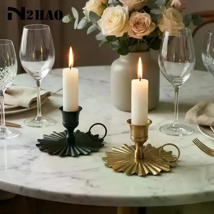 Chandelier de style européen pour la Saint-Valentin, porte-bougie rétro à tête unique, support de bougie conique