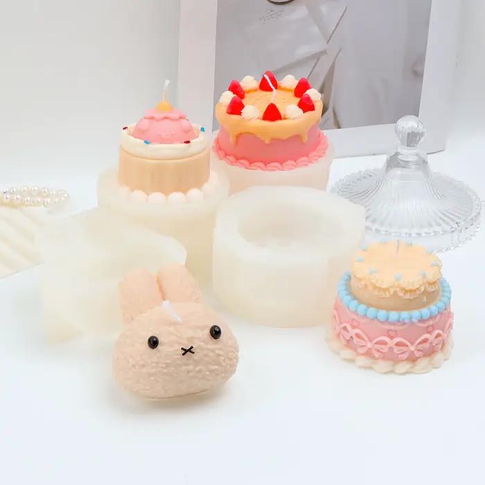 Moule en silicone 3D pour bougies et gâteaux, motif lapin mignon, pour la création de bougies, de gâteaux, de savons, de résines, de plâtres et pour la décoration intérieure DIY
