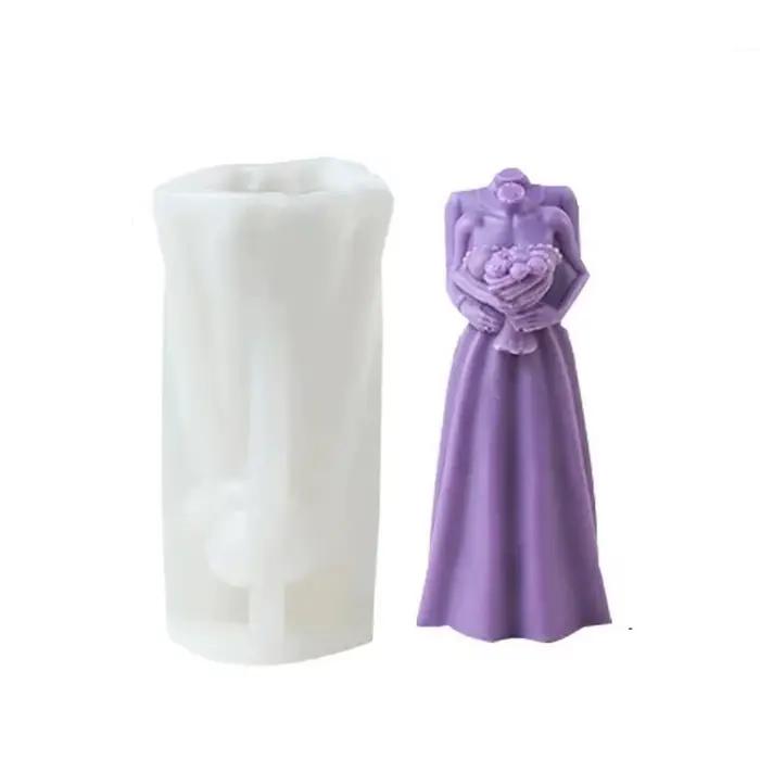 Moule en Silicone pour bougie de mariage, bricolage, décoration de mariage faite à la main, artisanat, moule en résine de plâtre, cadeau de saint valentin