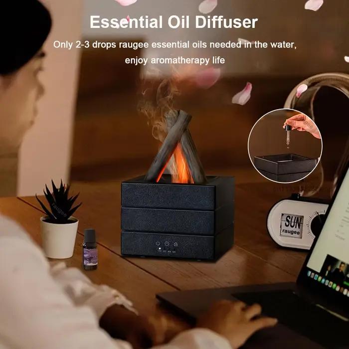 Humidificateur de flamme diffuseur de parfum humidificateur d'arôme diffuseur d'huile essentielle d'aromathérapie avec veilleuse et télécommande